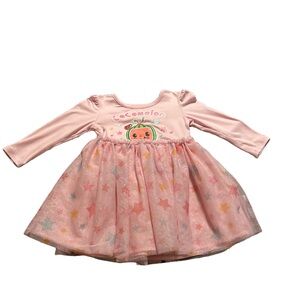 Cocomelon Pink Long Sleeve Dress with Star Pattern Size 2T